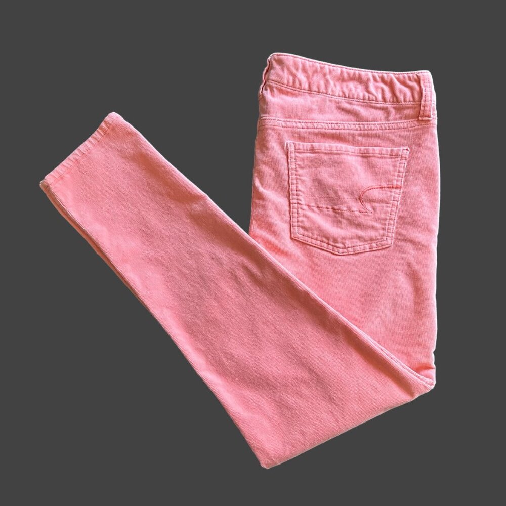 American Eagle Outfitters Pants Jeggings 14 Pink Super Stretch Low Corduroy EUC - Picture 12 of 13